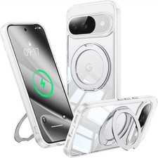 360  Spin Magnetic Stand Case for Pixel 10/10 Pro - Clear Cover with Ring Holder