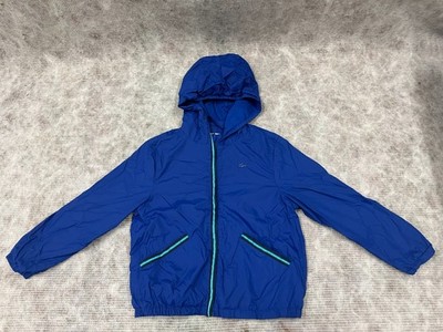 LACOSTE Kinder Jacke 6 Jahre Polyamid Blau Kapuze Full Zip Falttasche Original