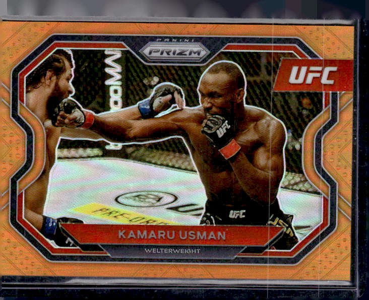 2021 Panini Prizm UFC #151 Kamaru Usman Orange Prizms #/99
