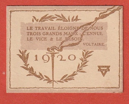 POCKET ALMANAC CALENDAR- 1920 - STE DES FOYERS DE L'UNION FRANCO-AMERICAINE