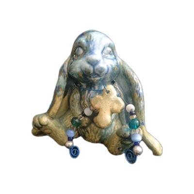 Vintage Ceramic Rabbit Bunny Glazed Blue/Green 