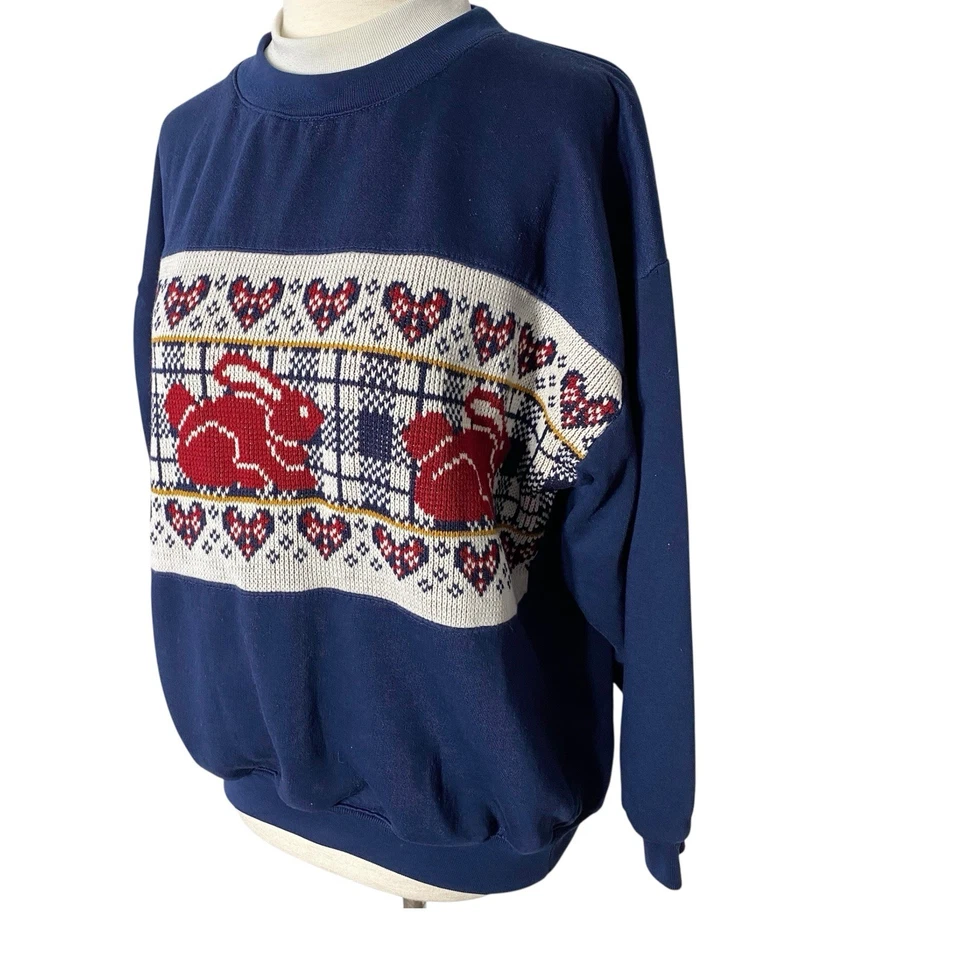 Sudadera DE COLECCIÓN STEPINGSTONES Bordada Conejo Conejo Años 80 90 Grannycore Foto 4 de 4