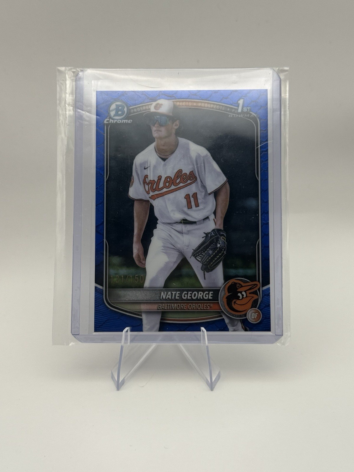 2025 Bowman Chrome 1st Nate George Reptilian Blue Refractor /150 Orioles