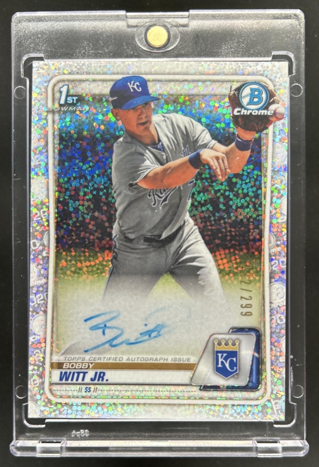 2020 Bowman Bobby Witt Jr. Chrome Prospect Auto Speckle Refractor #/299 Royals