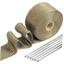 Titanium Exhaust Heat Wrap, 2" x 20' Heat Shield Tape with Stainless Ties for