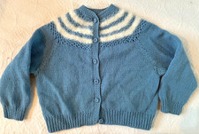 Grandmas Hand Knit Blue Wool Blend Sweater Ca...