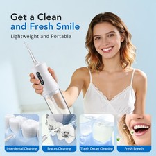 Portable Water Flosser Teeth Cleaner 220ML Cordless Oral Irrigator 3 Modes White