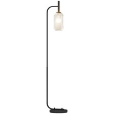 HOMCOM Modern Floor Lamp Glass Lampshade, Foot Switch, Refurbished
