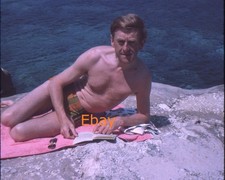 Kodachrome 126 Slide - Man In Trunks Sunbathing On Rock, 1970