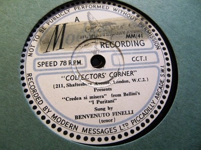 1941 Private Issue Bennett Fynn BENVENUTO FINELLI Puritani COLLECTORS CORNER 