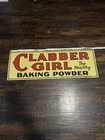 Vintage 1952 Clabber Girl Baking Powder Tin Sign Original 34 X 11.75 Rare Double