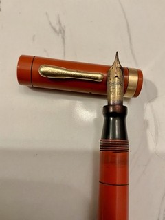 Grande penna stilografica vintage Conklin Endura arancione oversize