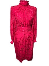 Vtg Francesca of Damon Red Floral 100% Silk B...