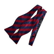 Brooks Brothers 346 Bow Tie Red Blue Striped Silk Made USA Self Tie Adjustable