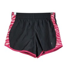 Danskin Now Animal Print Athletic Shorts Black Pink Size 10 Large Elastic Lined