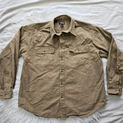 Gander Mountain Shirt Mens Large Guide Series Long Sleeve Brown Stiff Cotton