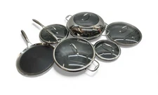HexClad Hybrid Stainless Steel 11 Piece Frying Pan Set with Lids - 8, 10, 12 in
