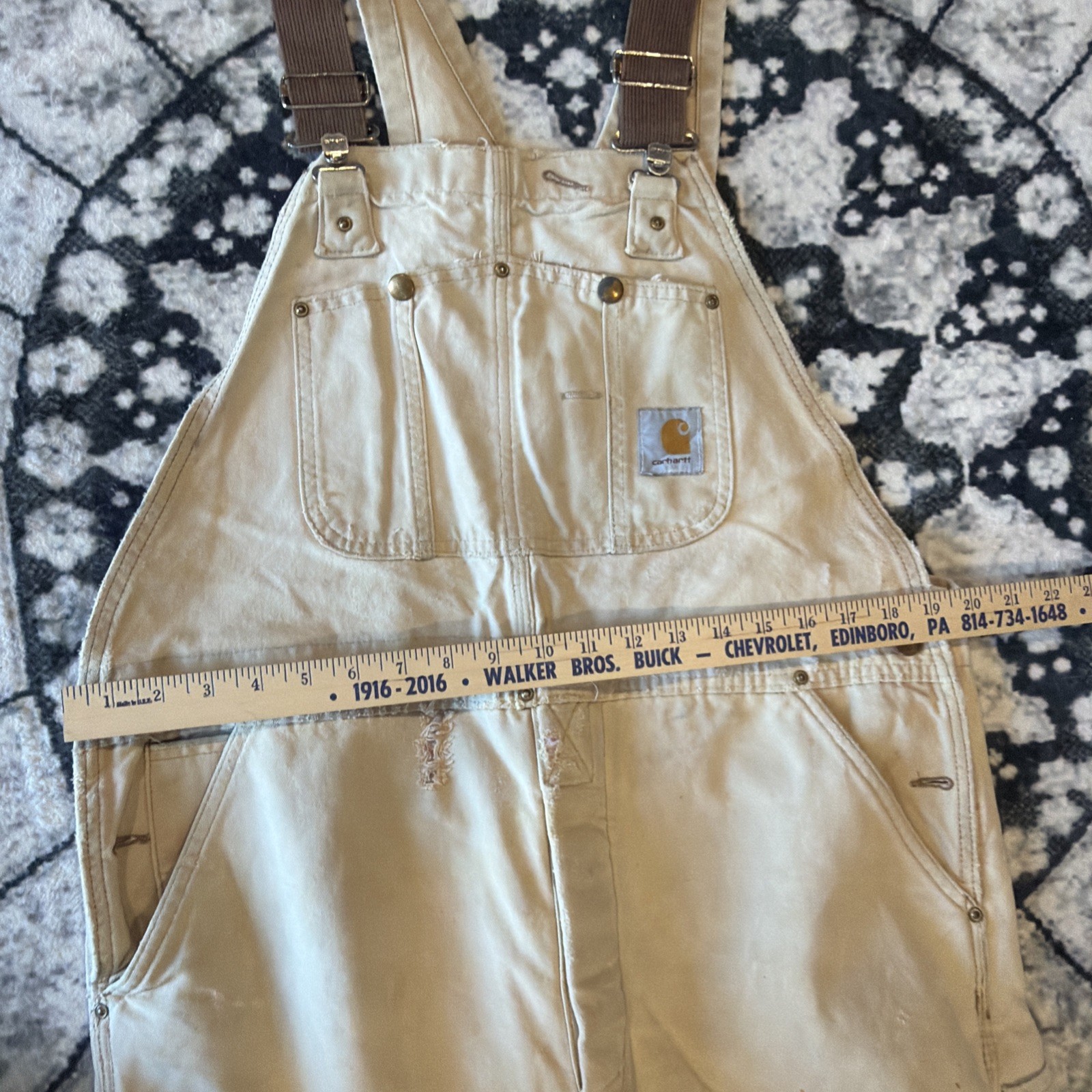 Vintage Carhartt Overalls RED Quilt Lined 38x30 Union Made USA Distressed Look thumbnail 8