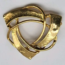 Fabulous vintage brooch pin Celtic Knot Trillium eyeglasses holder gold plated