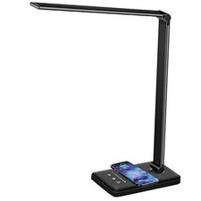 LED Desk Lamp with Wireless Charger, USB Charging Port, Dimmable Eye Black