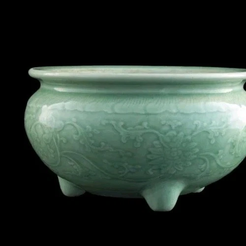 Ru Ware Longquan Horno Celadon Trípode Censario Dinastía Ming Craquelure Foto 4 de 4