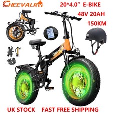 Cheevalry 48V 20AH 80NM Electric Bike Folding 20" Fat Tire E-Mountainbike 150KM