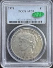 1928 $1 Peace Dollar Silver PCGS AU53 CAC - KEY DATE !!