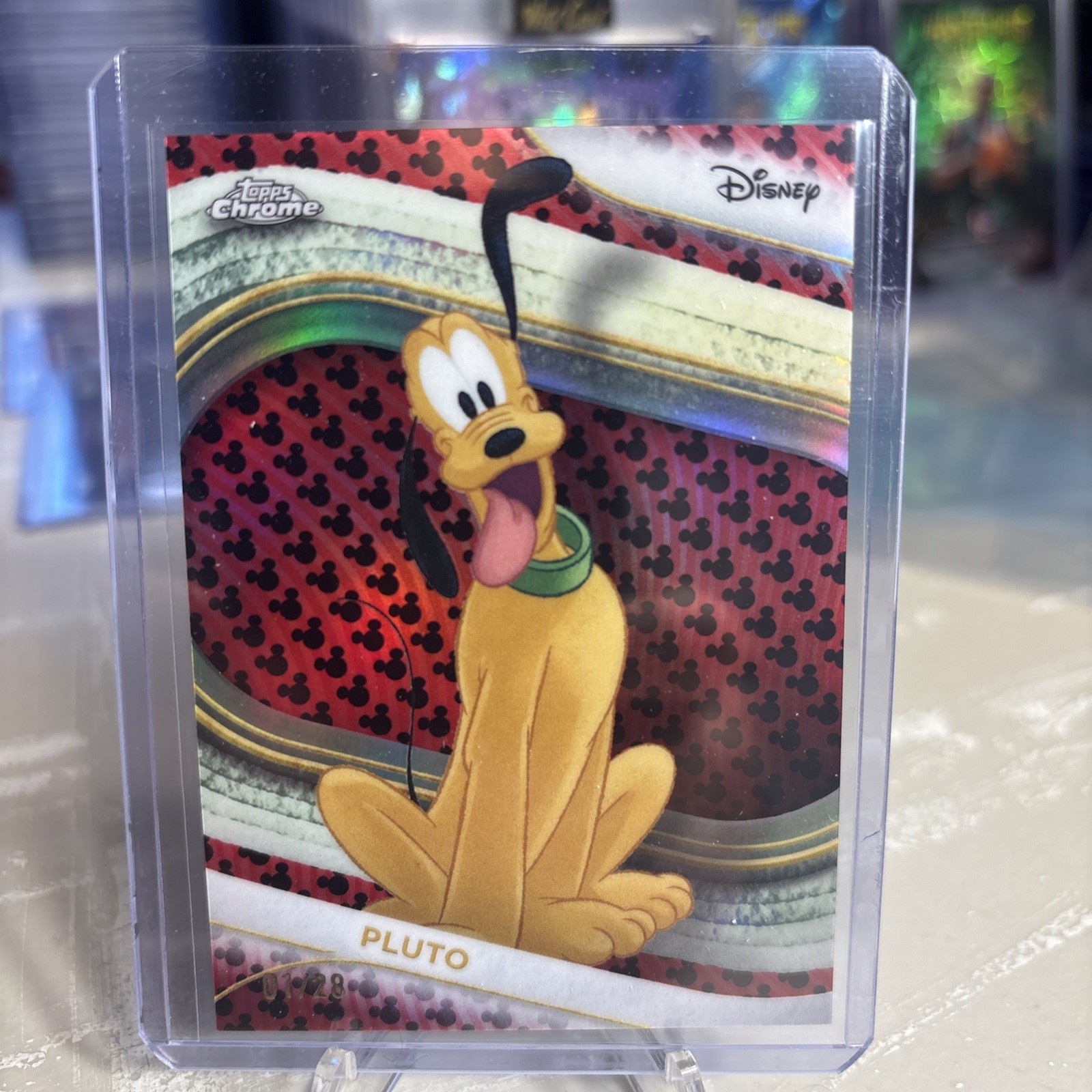 2025 Topps Chrome Disney Pluto Mickey Mouse Refractor 1/28 SSP RARE