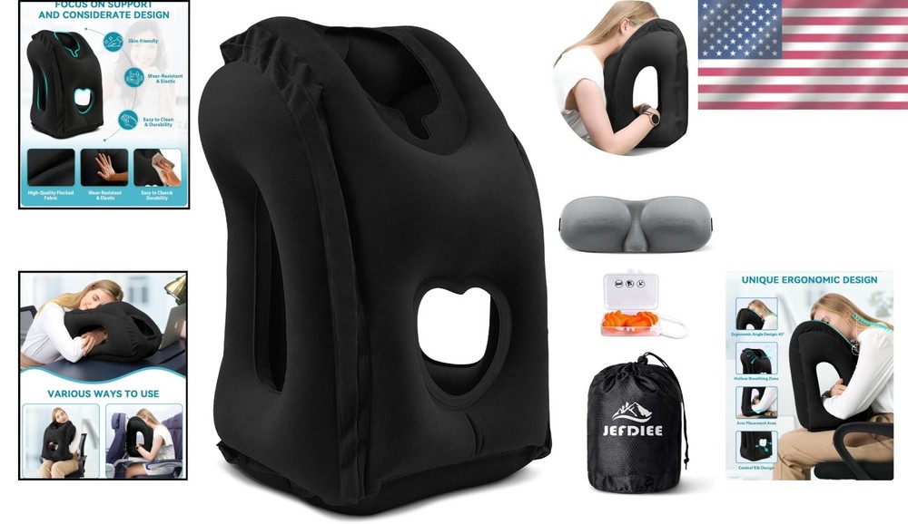 Travel Pillow with Fast Inflation - Comfortable Design for Airplanes and More