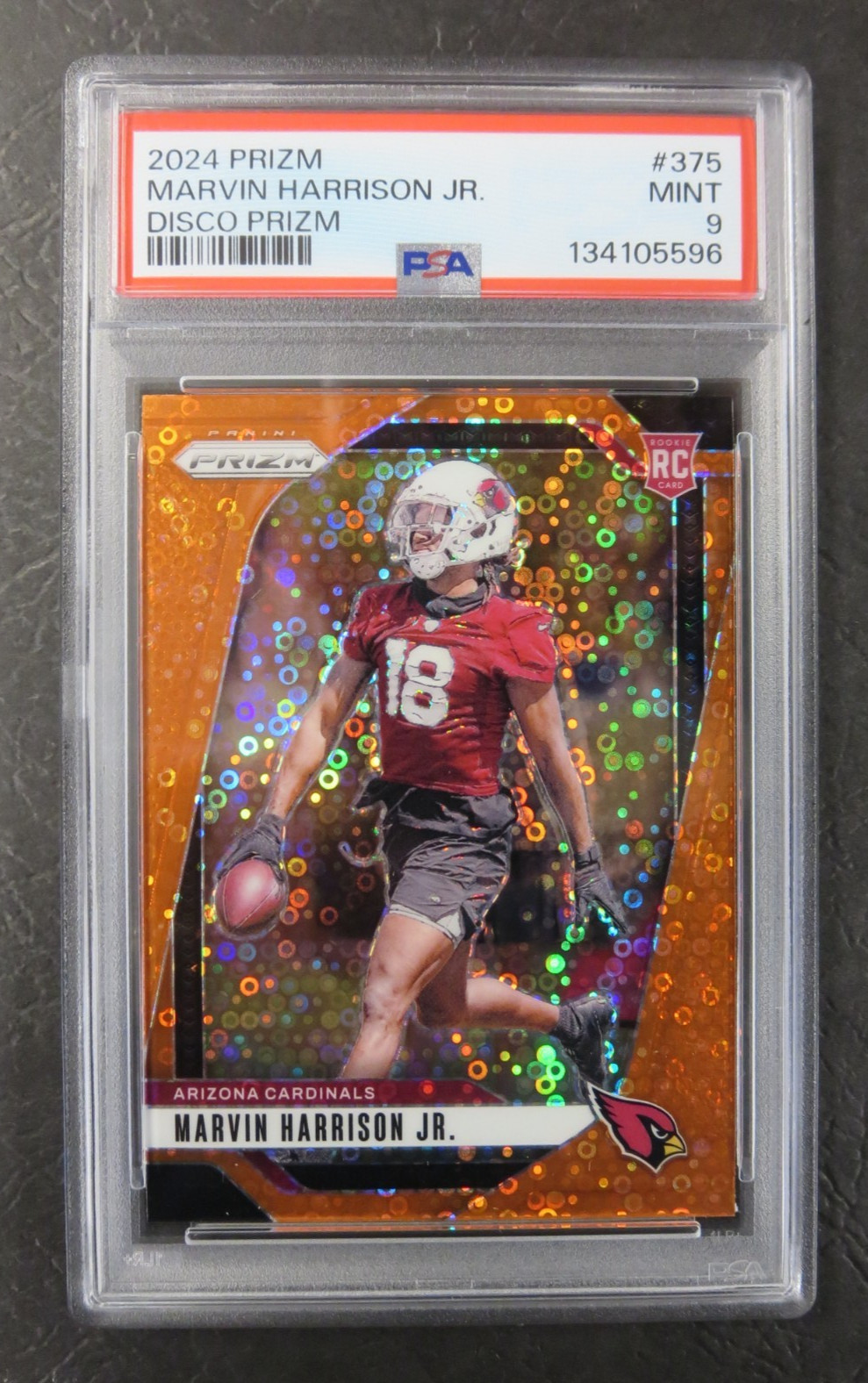 2024 Panini Prizm Marvin Harrison Jr. RC PSA 9 Orange Disco #375
