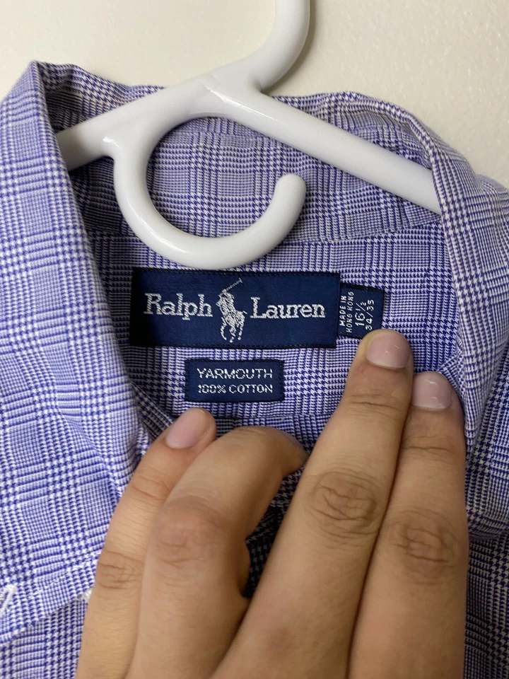 PACOTE Camisa social masculina Ralph Lauren 16,5 e 17 listrada branca/preta - Imagem 4 de 4