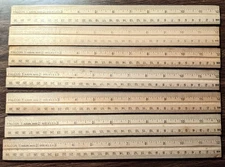 Vintage FALCON 12" Inch Metal Edge Wood Protractor Rulers Auburn Maine Per Piece