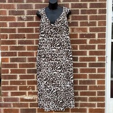 Adrianna Papell Leopard Print Mini Cap sleeve pleated Bodycon Dress Size 14