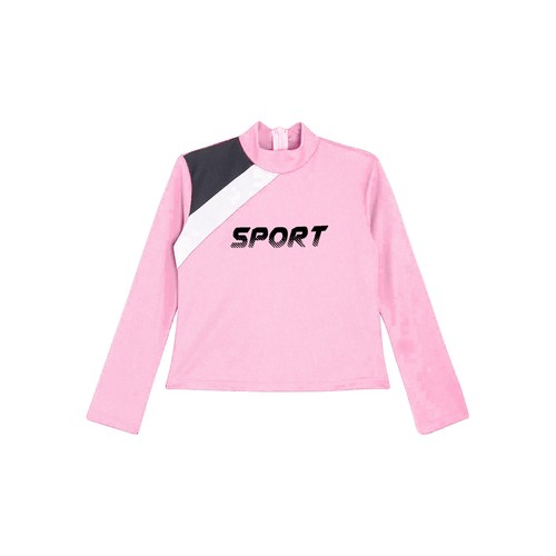 Girl Sport Tops Yoga Activewear Figure Skating Sweatshirt Stylish Cropped Top - Picture 72 of 84