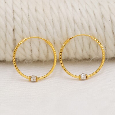 stylish Hoop 22k yellow gold, 22k gold Hoop earring, Handmade jewelry, OOS2616