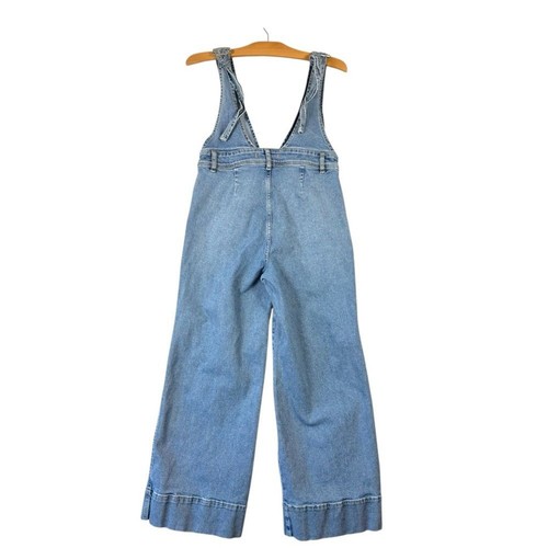 Free People Damen A-Linie helle Waschung Overall hohe Taille niedriger V-Ausschnitt bauchfrei Gr. 6 - Bild 9 von 10