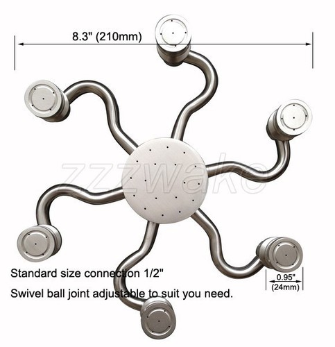 New Modern Brushed Nickel Star Style Bathroom Rainfall Shower Head Zsh013 - Picture 2 of 5