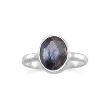 Faceted Labradorite Stackable Ring 925 Sterling Silver