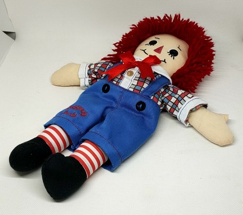 RAGGEDY ANDY Soft Plush Toy Cloth Rag Doll Red Bow Tie Woolen Hair 31cm H VGC - Picture 6 of 11