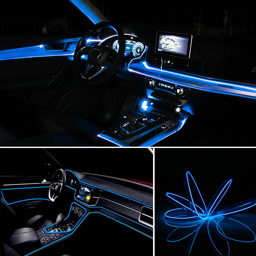 Blue 16FT USB Car Interior Atmosphere Wire Strip Light LED Decor Lamp Accessory
