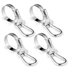 Flagpole Rings with Carabiner Clamp, 4PCS Stainless Steel Flag Pole Clip 