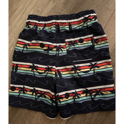 Palm tree tropical waves youth boy bathing suit swim trunks - Picture 3 of 4