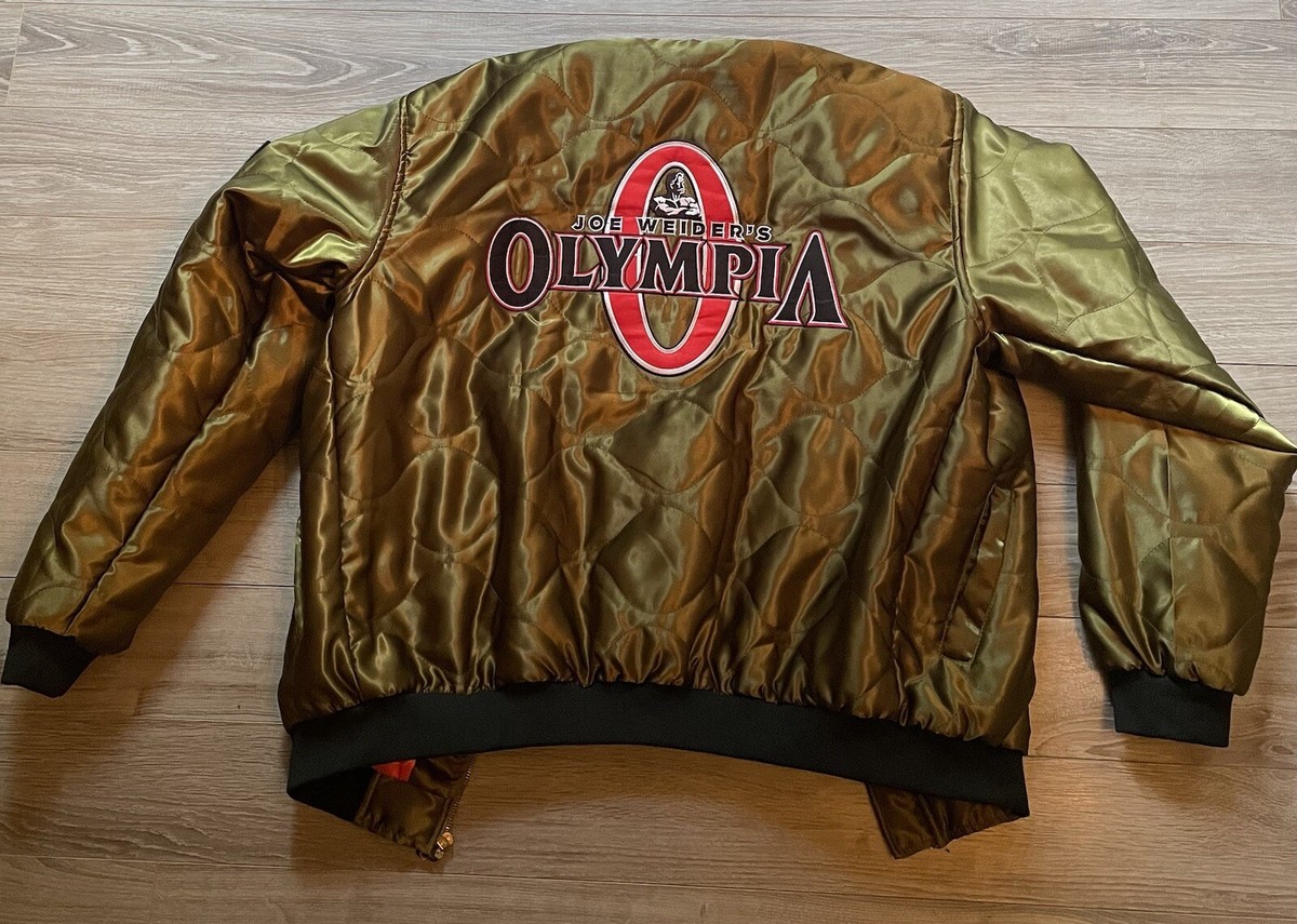 JOE WEIDER'S OLYMPIA ジャケット Rare Joe Weider Olympia Bomber Jacket Size Medium, Olive Colour | eBay