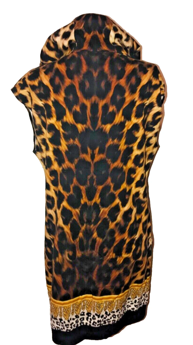 Felpa con cappuccio lunga Gianna Versace jeans stampa leopardata abito senza maniche M