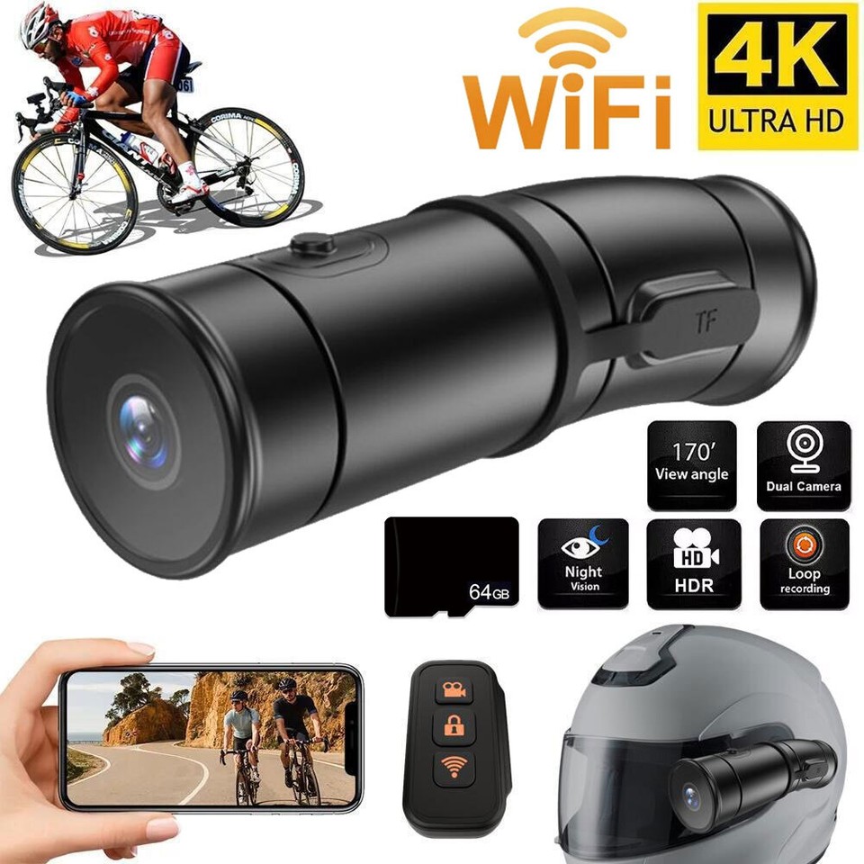 Wifi Motorcycle Camera Dual Lens Bicycle Helmet Camera Night Vision Cam