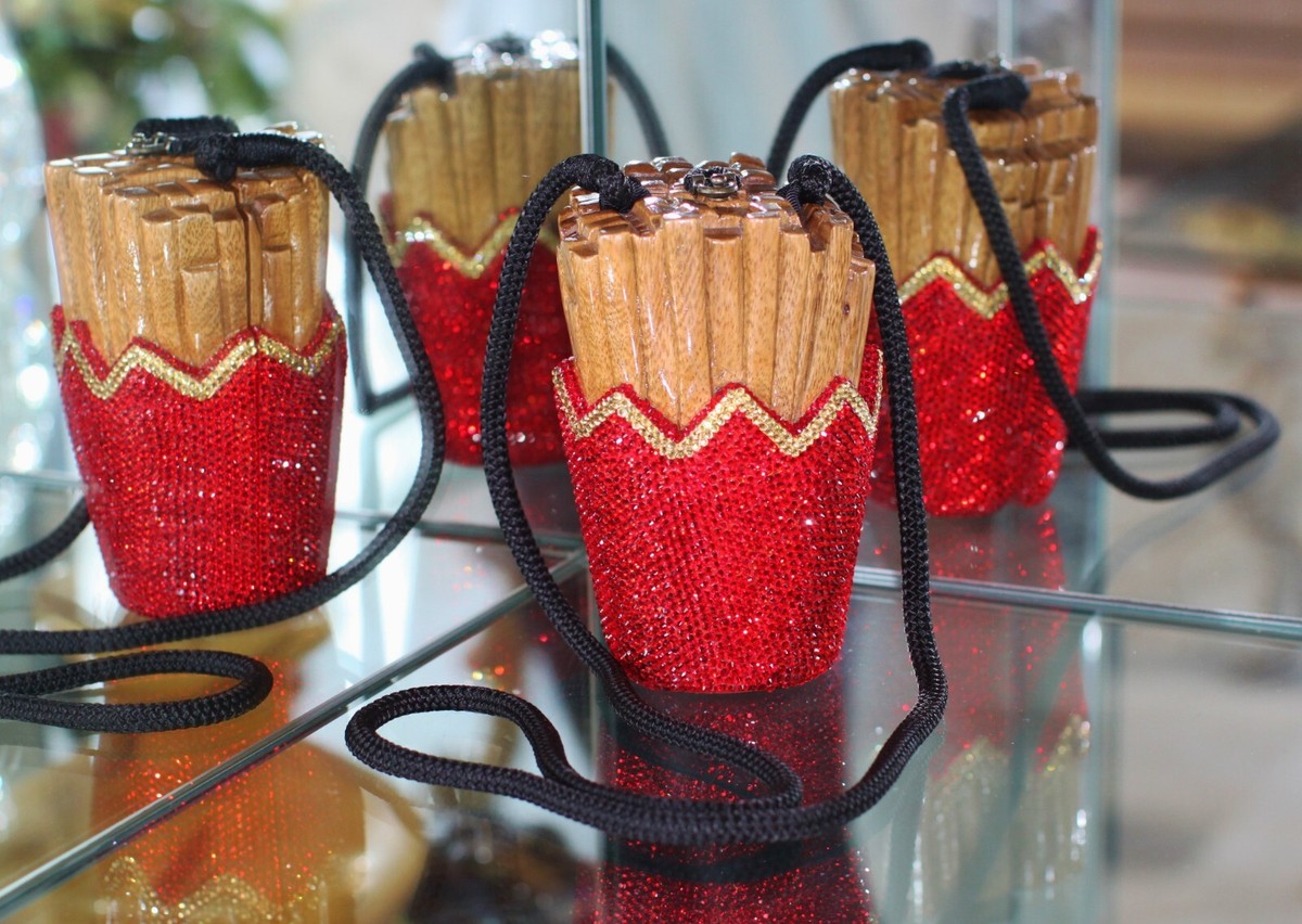 TIMMY WOODS SWAROVSKI CRYSTAL FRENCH FRY FRIES PURSE SHOULDER BAG