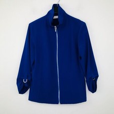 Chico's Travelers 0 Women's 4 Jacket Blue Balance 3/4 Sleeve Full Zip NWT CL16