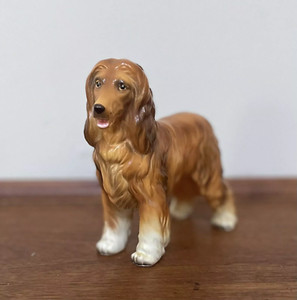 Vintage Afghan Hound Dog Figurine Porcelain 5" x 7" H7328-by Lefton Japan-EUC