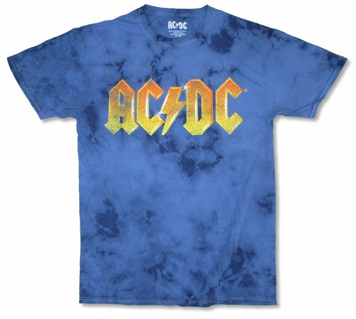 AC DC Rusty Logo Blue Tie Dye T-Shirt 