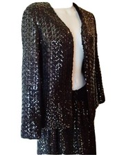 Vintage New Issues Johnathan Logan Black Sequin Jacket  Skirt vintage sz 12